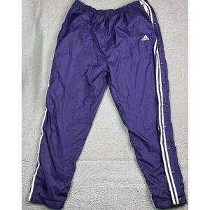 VTG Adidas Track Pants Purple Nylon Lined 3 Stripe Windbreaker Tear Away Men 2XL